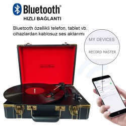 Record Master T317UB Çanta Pikap – Siyah – Dahili Şarj + Bluetooth + USB / SD Bellek Giriş*